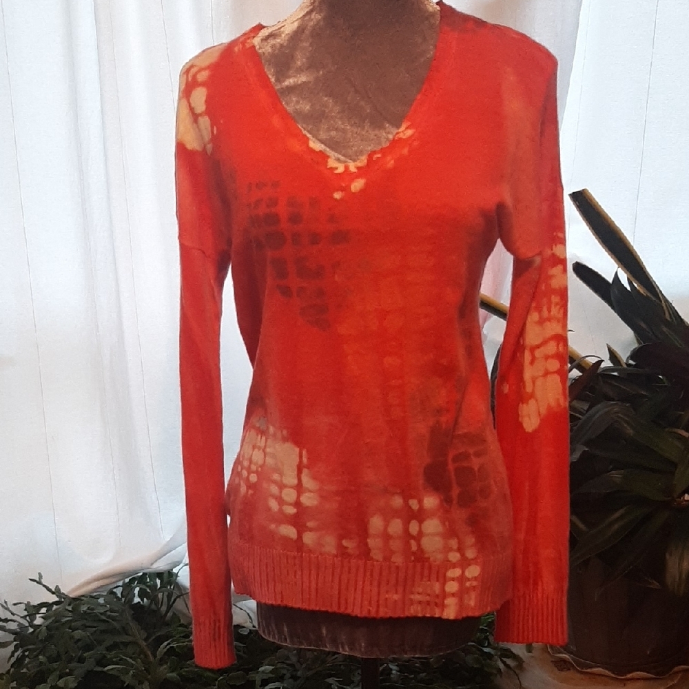 Cashmere🧡MARIKA CHARLES🧡SO SOFT V-Neck PATTERNED Sweater Size M